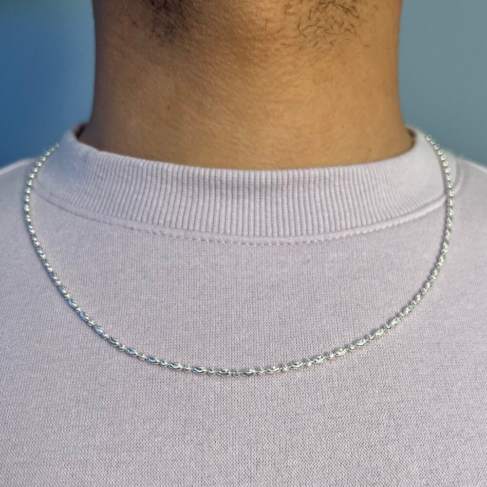 FREE SHIP 925 Sterling Silver Where Ya At Beaded 24 Inch Necklace Chain